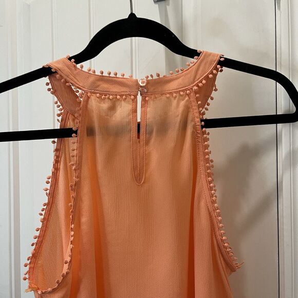 E&M Peach Pink Orange Sleeveless Keyhole Tank Top Blouse Womens Size L - Picture 10 of 12